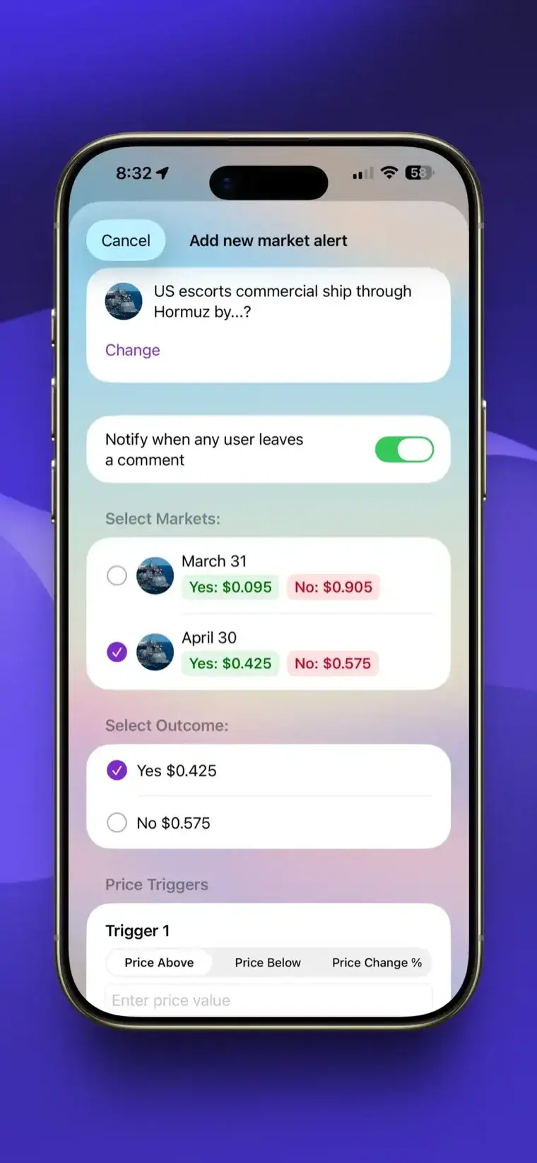 Add market alert screenshot