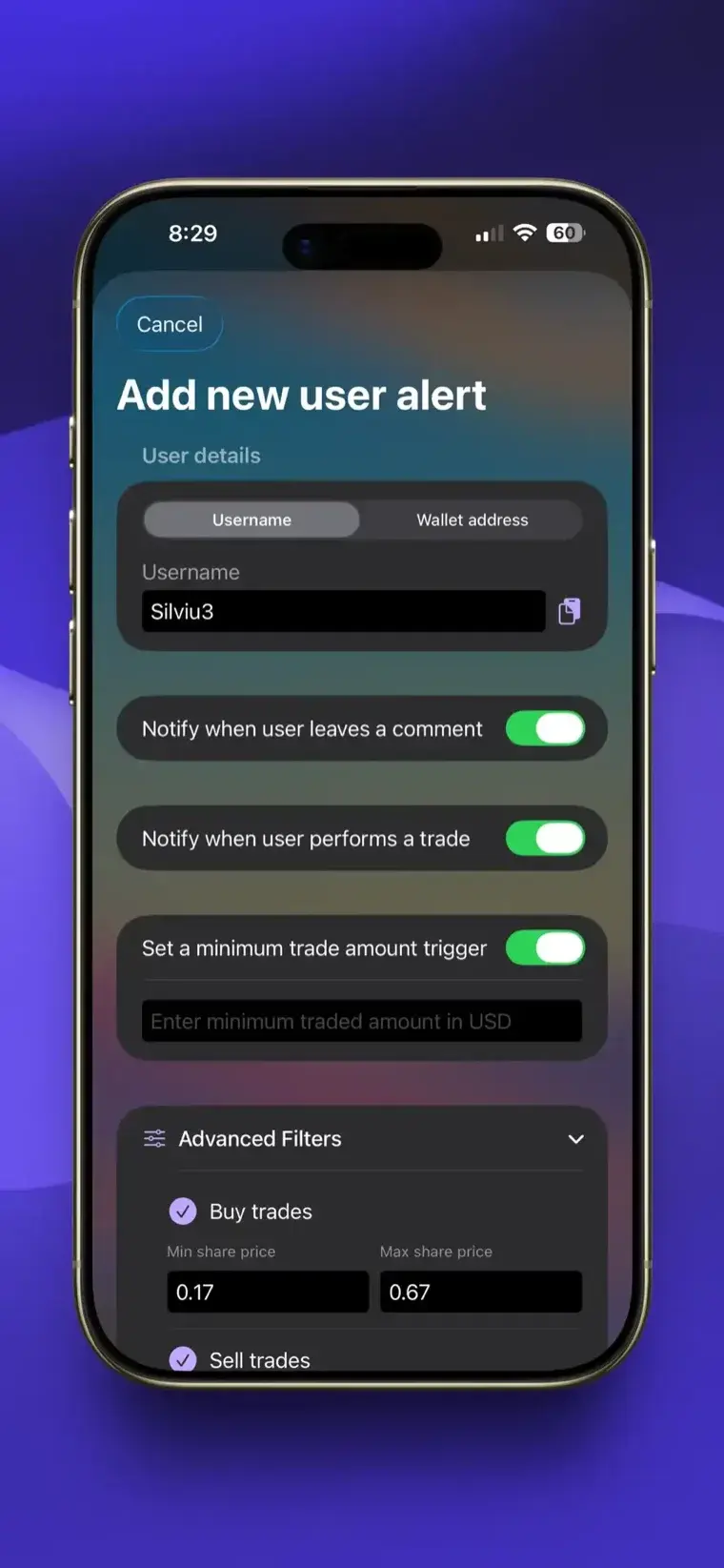 Add user alert screenshot