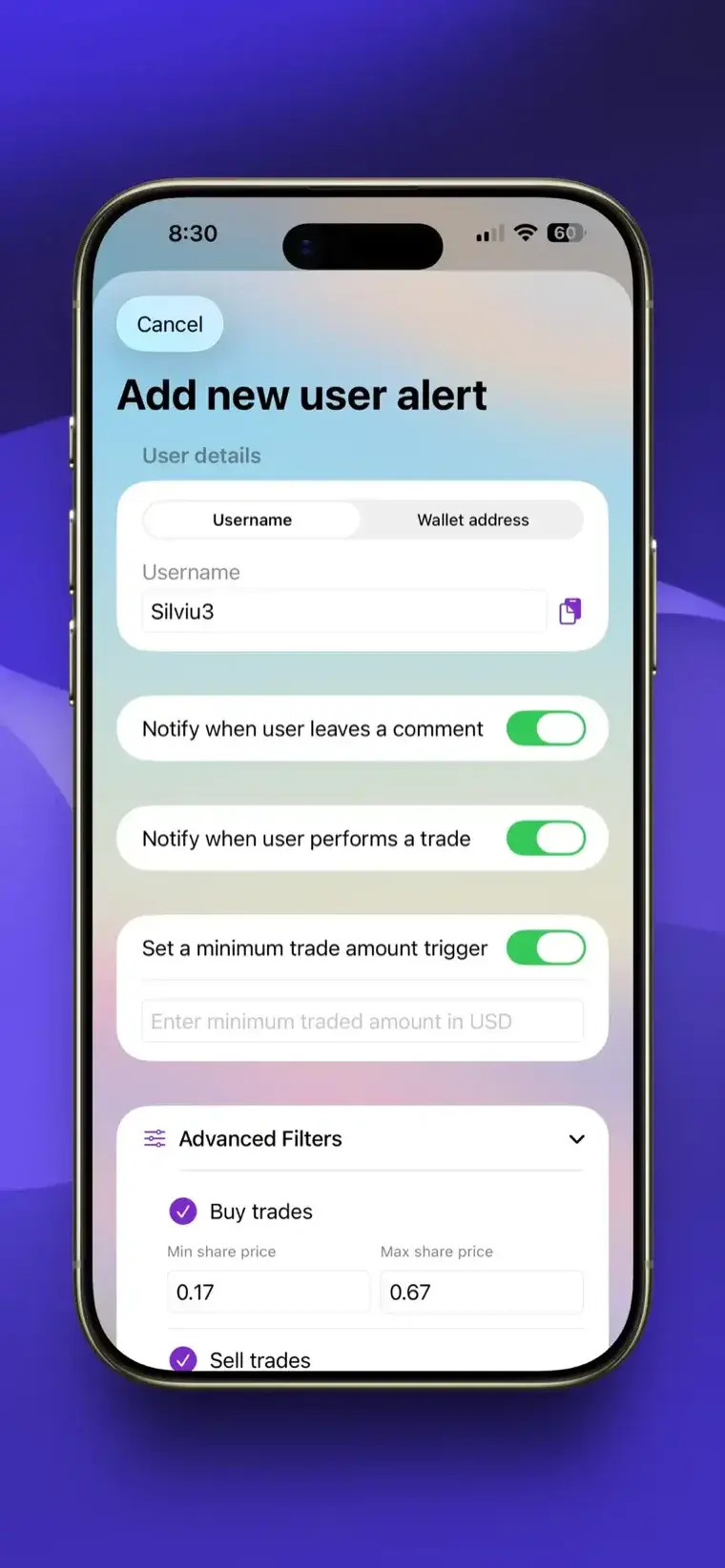 Add user alert screenshot